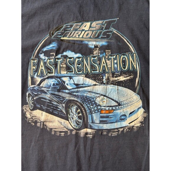 Vintage 2 Fast 2 Furious Shirt 3XL Navy Movie Promo Fast Sensation Eclipse - Picture 11 of 11